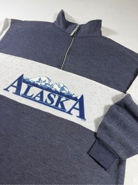 Men's Half-Zip Pullover Sweater - Navy & Light Gray